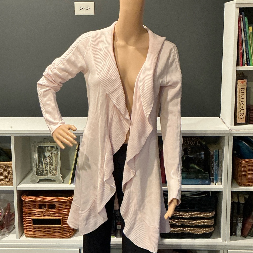 KIER + J Light Pink Ruffle Cardigan